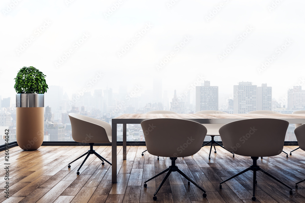 Fototapeta premium Creative wooden conference room interior