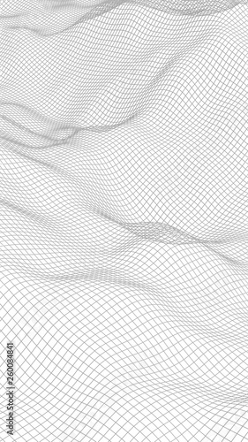 Wallpaper Mural Abstract landscape on a white background. Cyberspace grid. Hi-tech network. 3d technology illustration Torontodigital.ca