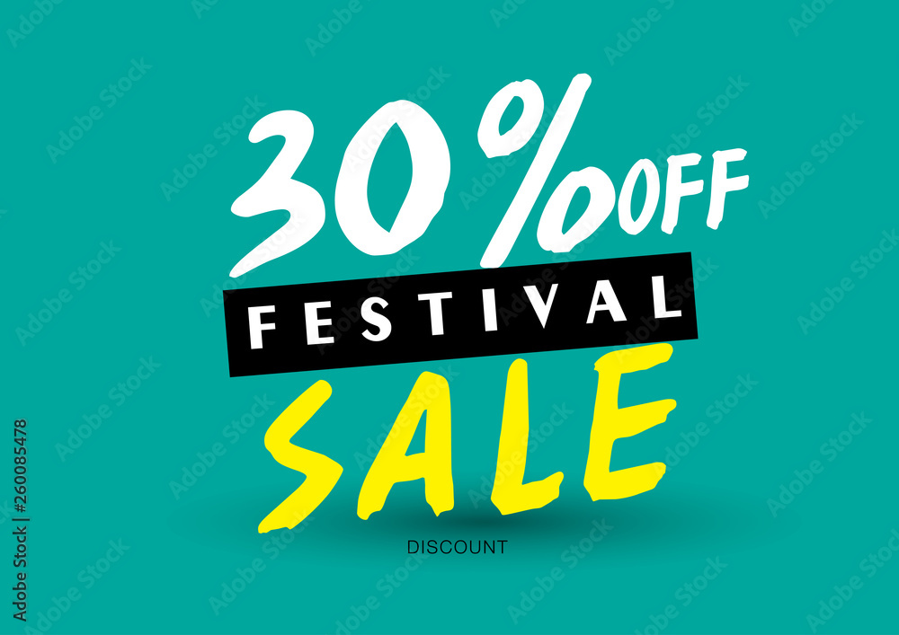 Sale banner template design, 30% festival sale special discount offer. end of season special offer banner. vector illustration