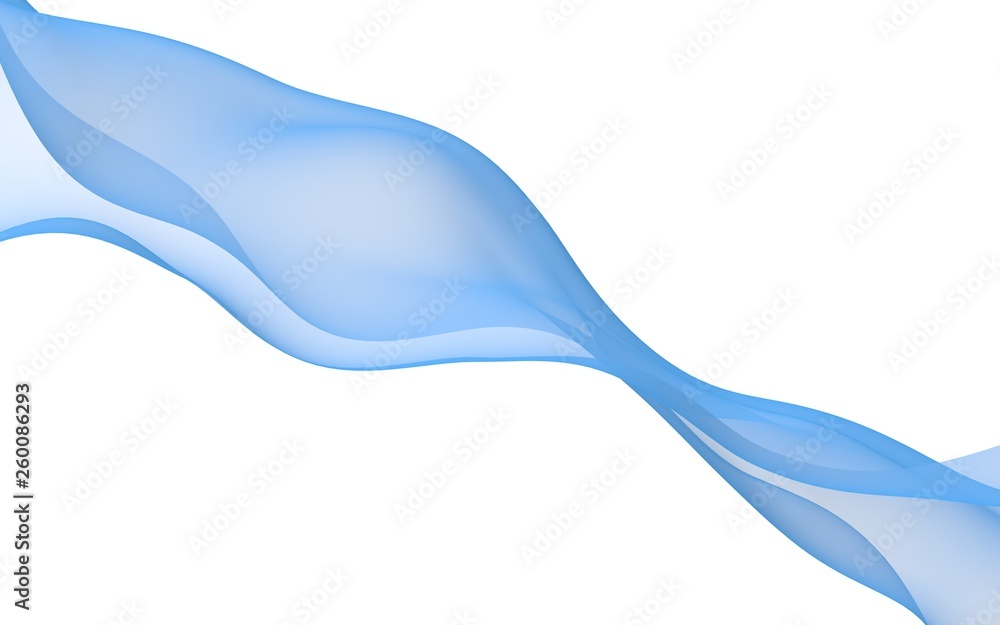 Abstract blue wave. Bright blue ribbon on white background. Blue scarf. Abstract blue smoke. Raster air background. 3D illustration Abstract blue wave. Bright blue ribbon on white background. Blue scarf. Abstract blue smoke. Raster air background. 3D illustration