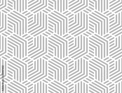 Abstract geometric pattern with stripes, lines. Seamless vector background. White and grey ornament. Simple lattice graphic design.