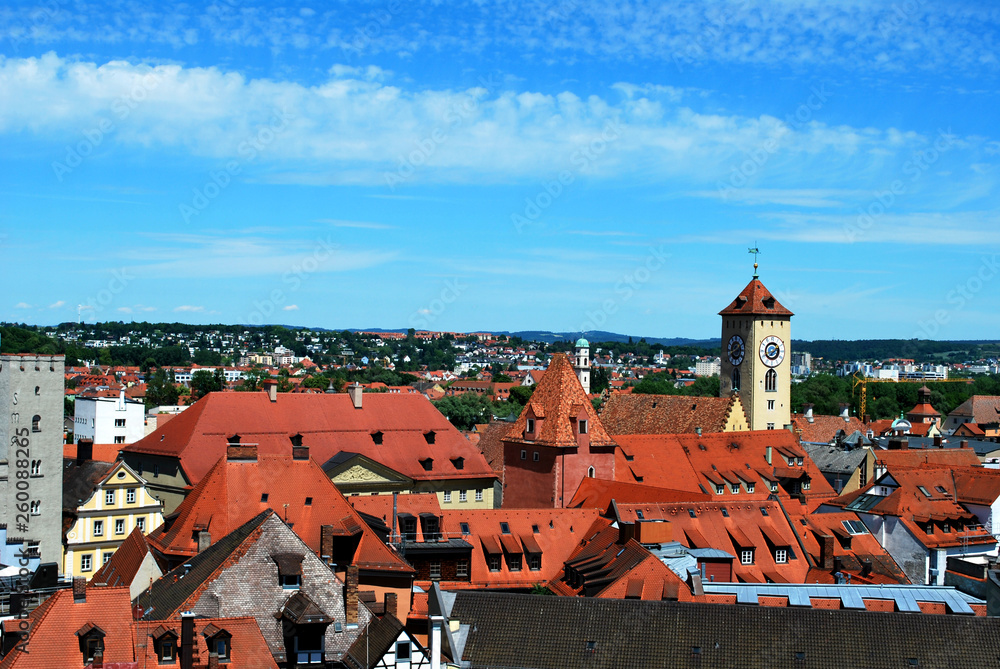 The historical center of Regensburg, Bavaria, Germany