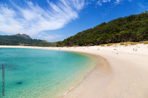 Archipelago Cies, Spain. The picturesque beach "Rodas" on the island of Monte Agudo