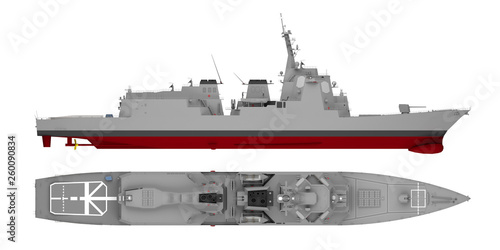 warship isolated on white photo