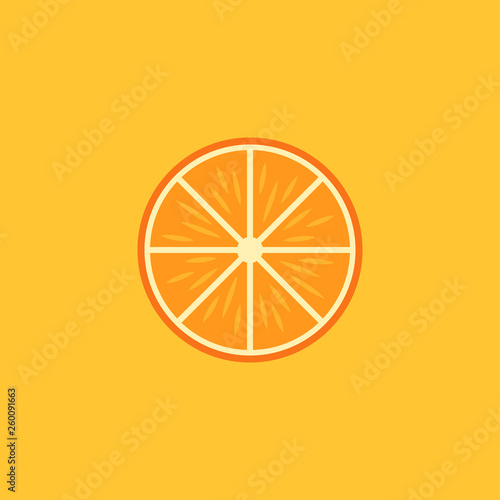 Orange slice fruite icon on yellow background