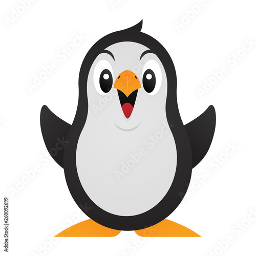 Adorable Little Penguin stretch out hands and yelling Cartoon Vector