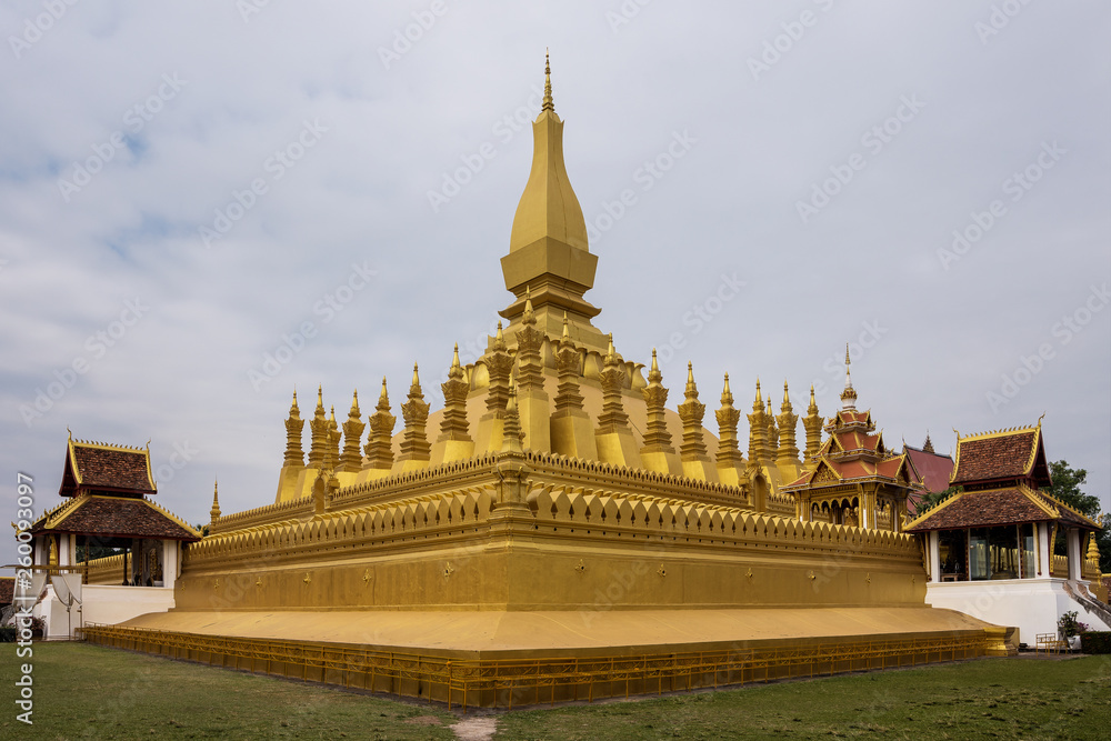 The golden Pagoda at Wat Pha That Luang Temple in Vientiane, Laos