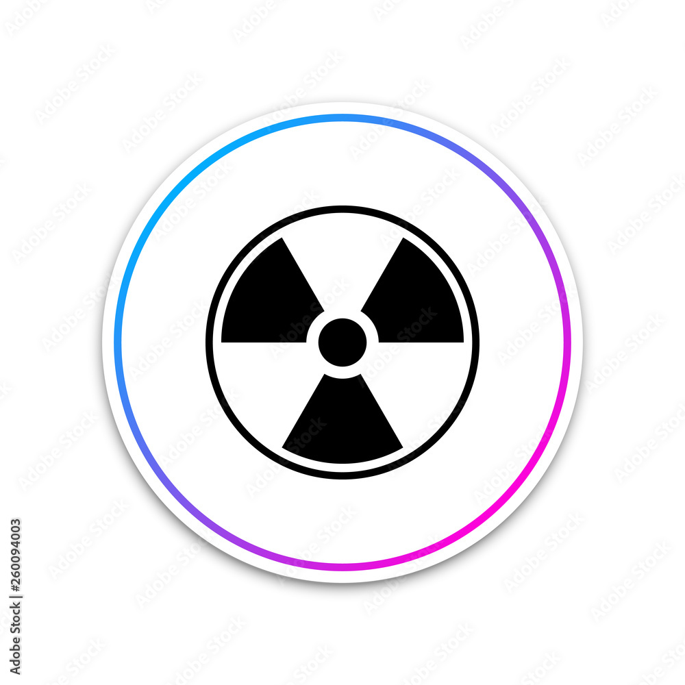 Radioactive icon isolated on white background. Radioactive toxic symbol. Radiation Hazard sign. Circle white button. Vector Illustration Radioactive icon isolated on white background. Radioactive toxic symbol. Radiation Hazard sign. Circle white button. Vector Illustration