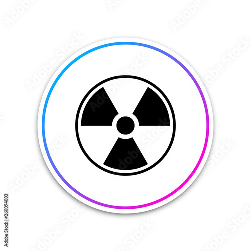 Radioactive icon isolated on white background. Radioactive toxic symbol. Radiation Hazard sign. Circle white button. Vector Illustration