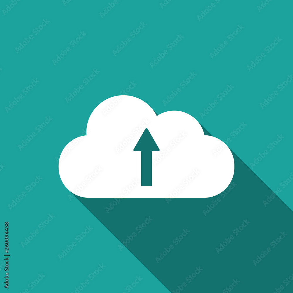 Cloud upload icon isolated with long shadow. Flat design. Vector Illustration Cloud upload icon isolated with long shadow. Flat design. Vector Illustration