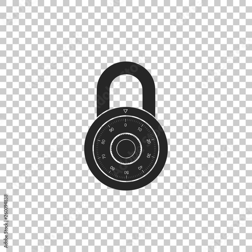Safe combination lock wheel icon isolated on transparent background. Combination Padlock. Protection concept. Password sign. Flat design. Vector Illustration