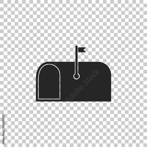 Mail box icon isolated on transparent background. Mailbox icon. Mail postbox on pole with flag. Flat design. Vector Illustration