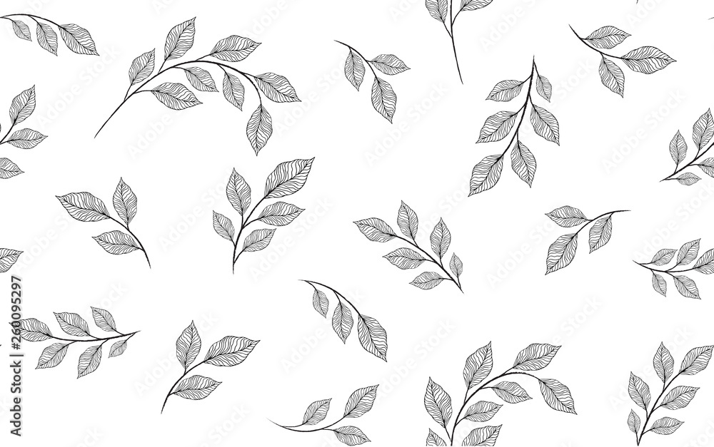 Fototapeta premium Seamless leaves pattern. Design for banner, poster, card, cover, invitation, placard brochure or header.