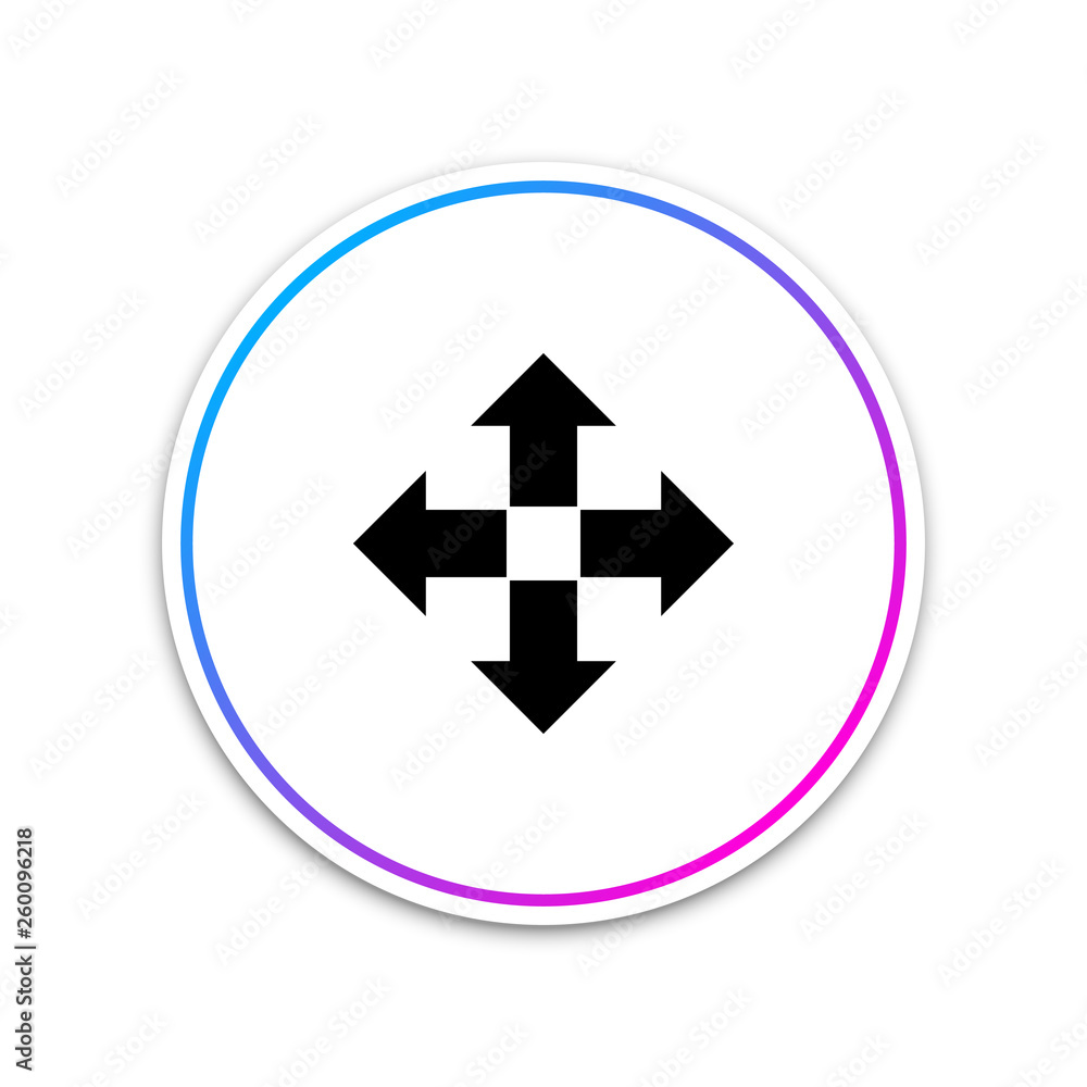 Arrows in four directions icon isolated on white background. Circle white button. Vector Illustration Arrows in four directions icon isolated on white background. Circle white button. Vector Illustration
