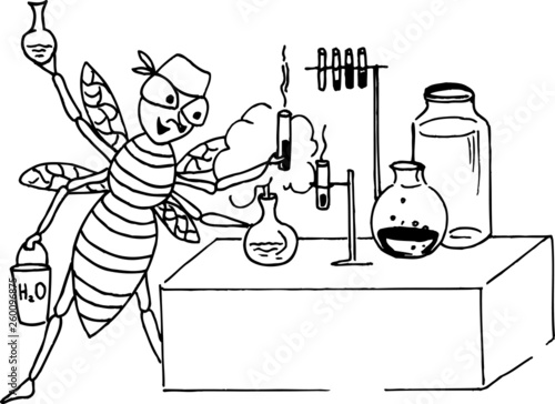 caricature. bee. beekeeping. illustration 018