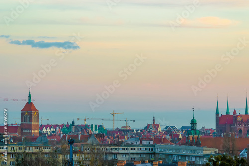 Gdansk aerial panorama of old city