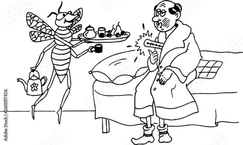 caricature. bee. beekeeping. illustration 031