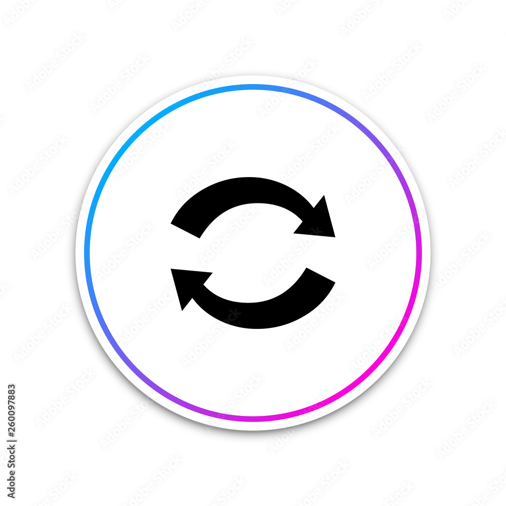Refresh icon isolated on white background. Reload symbol. Rotation arrows in a circle sign. Circle white button. Vector Illustration Refresh icon isolated on white background. Reload symbol. Rotation arrows in a circle sign. Circle white button. Vector Illustration