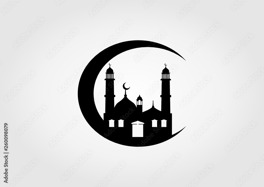 Silhouette icon mosque design