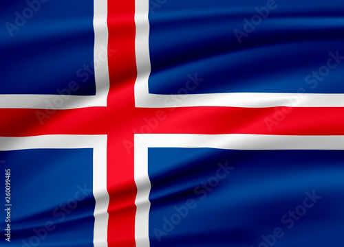 Flag Iceland. Smooth illustration of close-up.