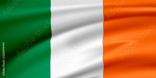 Flag Ireland.  Smooth illustration of  close-up.