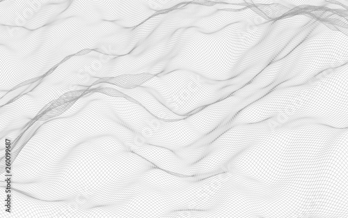 Wallpaper Mural Abstract landscape on a white background. Cyberspace grid. Hi-tech network. 3d technology illustration Torontodigital.ca