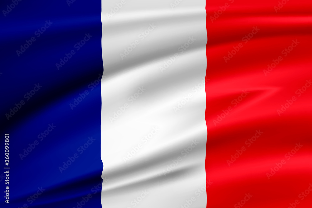 Flag France  French Republic.  Smooth illustration of  close-up.