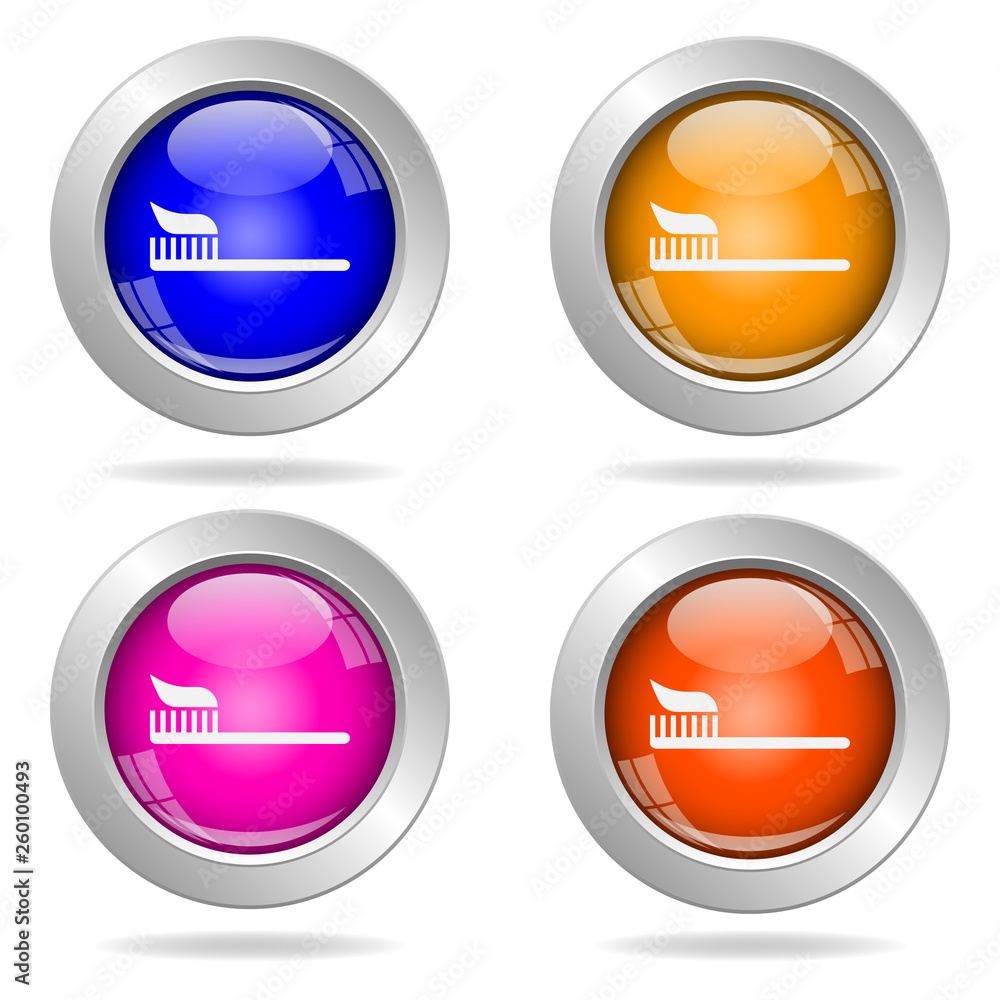Set of round color icons. Toothbrush icon Set of round color icons. Toothbrush icon