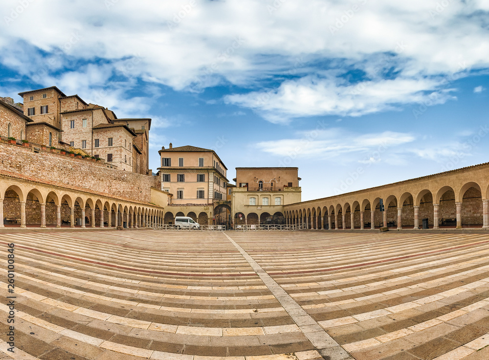 Lower plaza of the Basilica of Saint Francis, Assisi, Italy