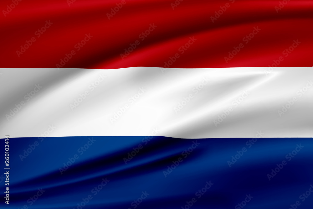 Flag Netherlands, Kingdom of the Netherlands. Smooth illustration of close-up. Flag Netherlands, Kingdom of the Netherlands. Smooth illustration of close-up.