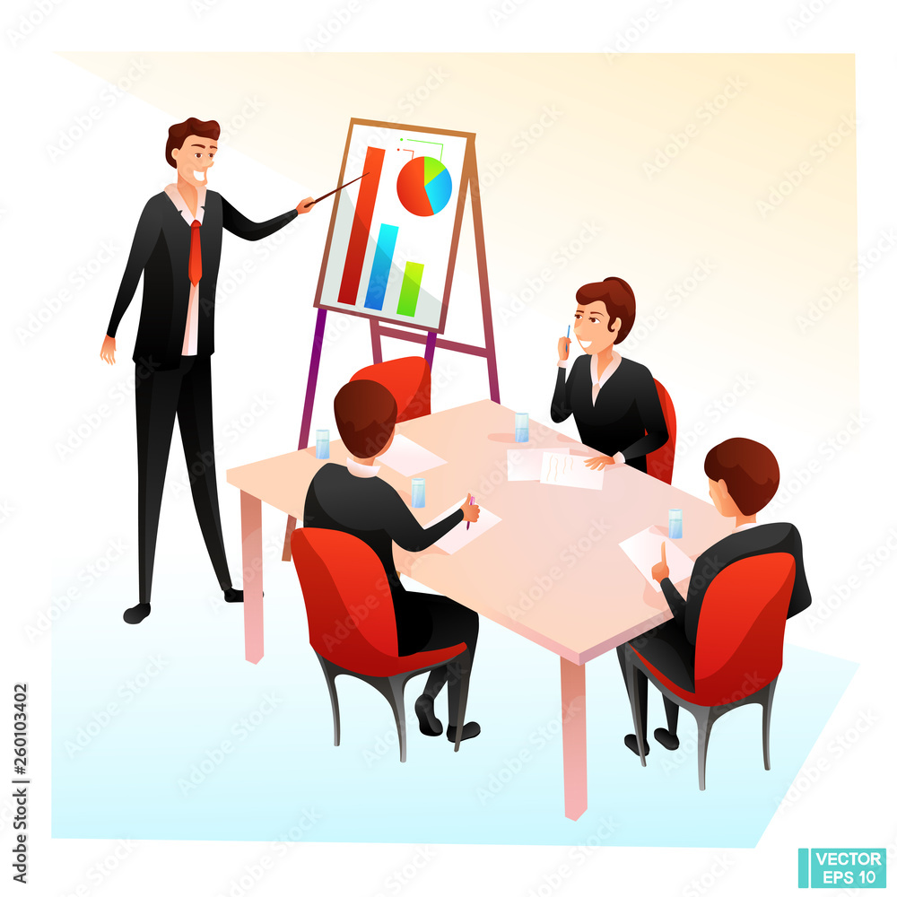 People sit at the table at the meeting. People sit at the table at the meeting.