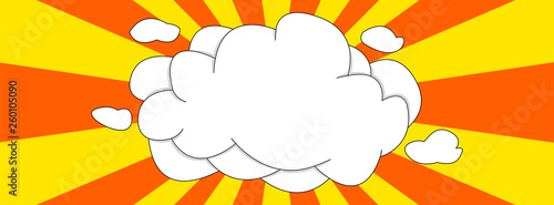 Cover for social media with white clouds on a yellow-red background © Alex Razdiakonov