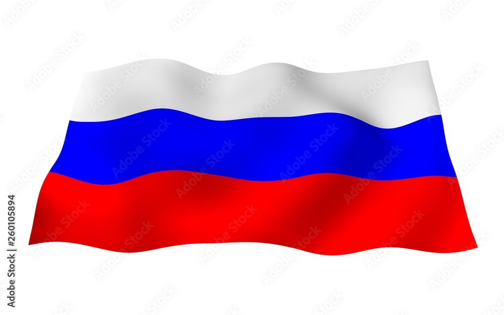 Waving flag of the Russian Federation. The National. State symbol of the Russia. 3D illustration Waving flag of the Russian Federation. The National. State symbol of the Russia. 3D illustration