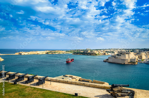 Valletta, Malta: View over Grand Harbor and Three Cities of Senglea, Birgu and Cospicua from Upper Barrakka Gardens photo