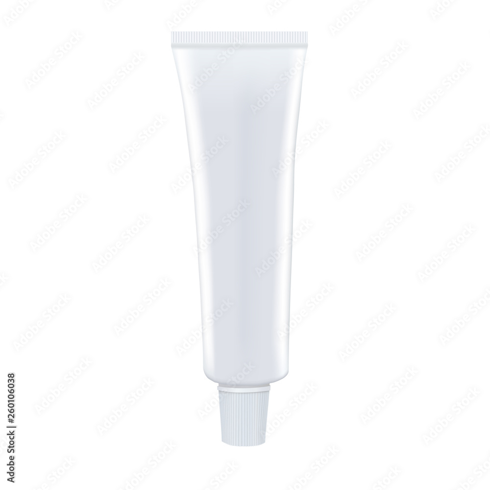 Blank white toothpaste tube isolated on white background. Photorealistic vector mockup Blank white toothpaste tube isolated on white background. Photorealistic vector mockup