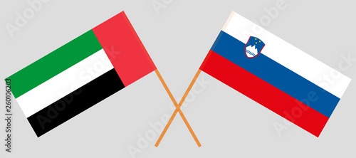Slovenia and United Arab Emirates. The Slovenian and UAE flags. Official colors. Correct proportion. Vector