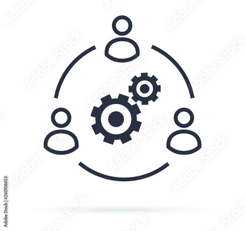 Business collaborate icon vector image. Teamwork Corporation Concept. Conceptual icon of businessteam working cohesively