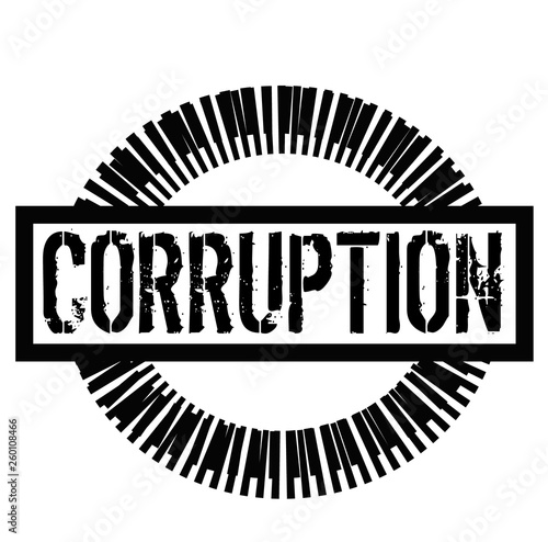 CORRUPTION stamp on white