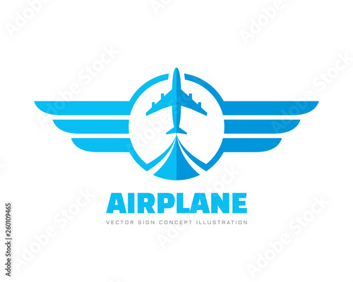 Airplane - concept business logo template vector illustration. Air travel symbol. Wings creative sign. Graphic design elements. 
