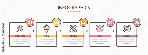 Infographics design template with 5 options or steps.