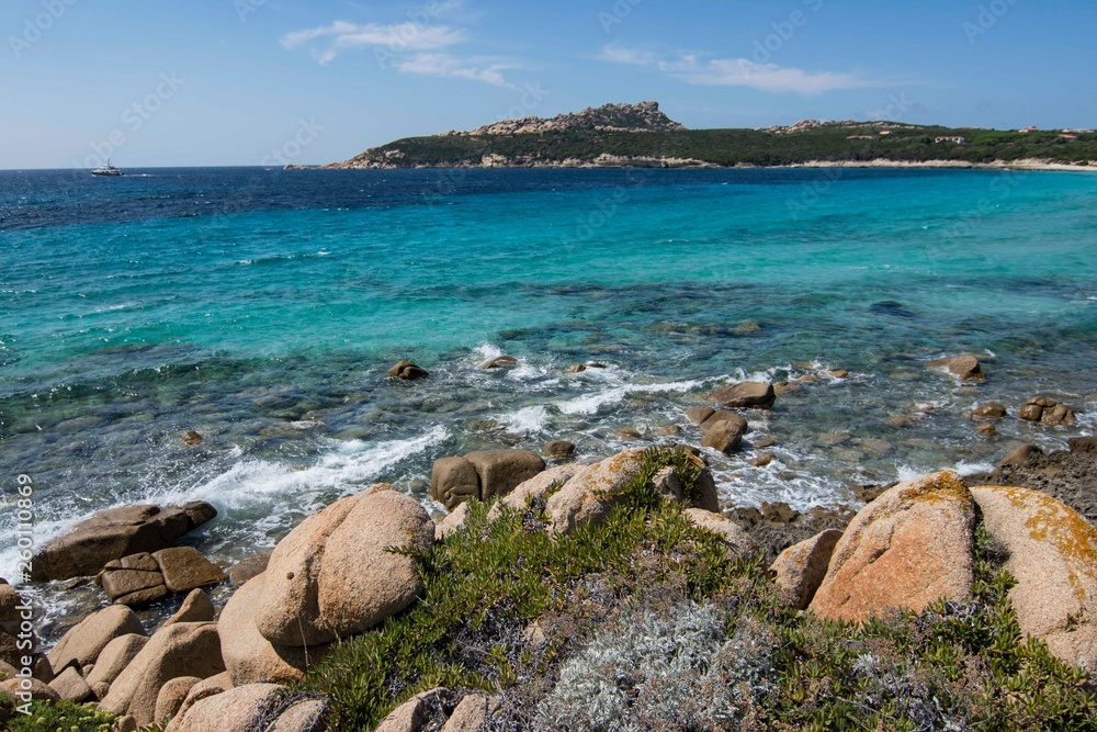 Panorama of the Rena di Ponente beach in Sardinia