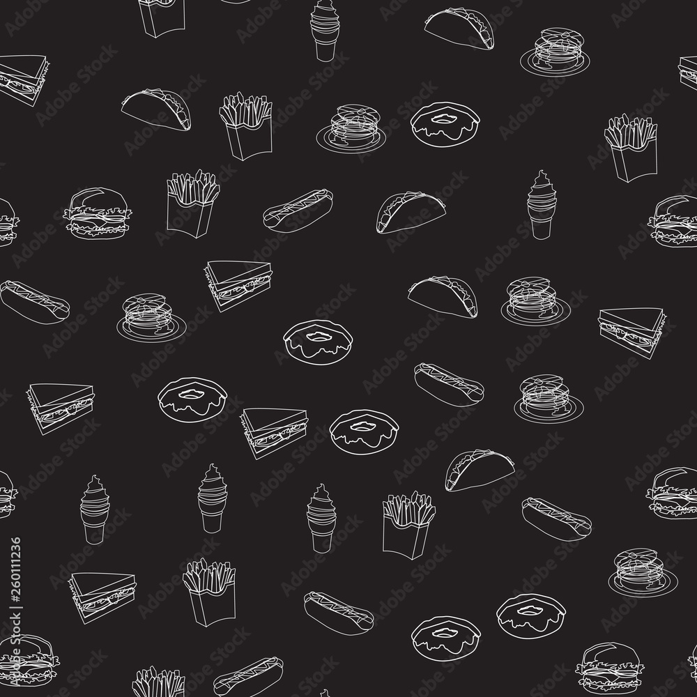 Seamless pattern with fast food. Vector Seamless pattern with fast food. Vector