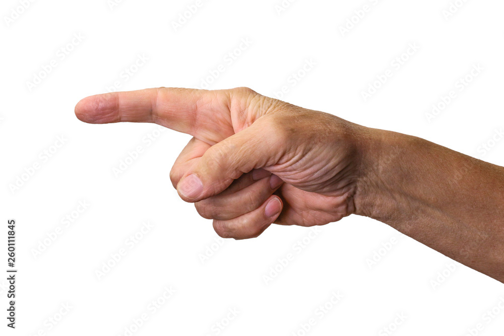 Old men hand. Aged men pointing hand. Pointing male hand isolated on white background. Old men hand. Aged men pointing hand. Pointing male hand isolated on white background.