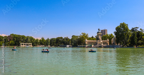 Estanque Grande del Retiro late in Madrid, Spain, Shoot in July, 2018