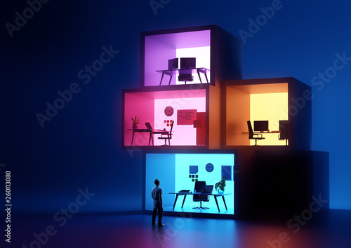 Stacked Glowing business Office Workplaces photo