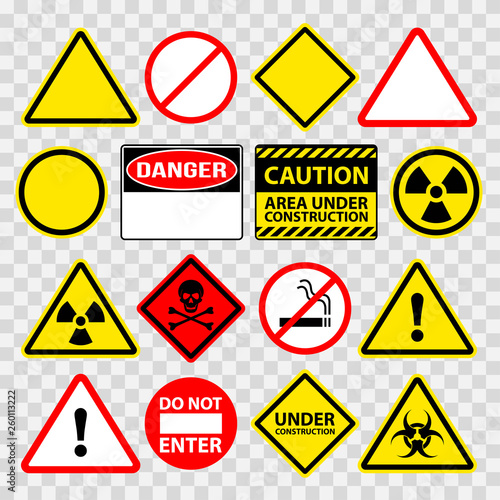 Obraz na plátně Warning danger under construction sings icons vector set
