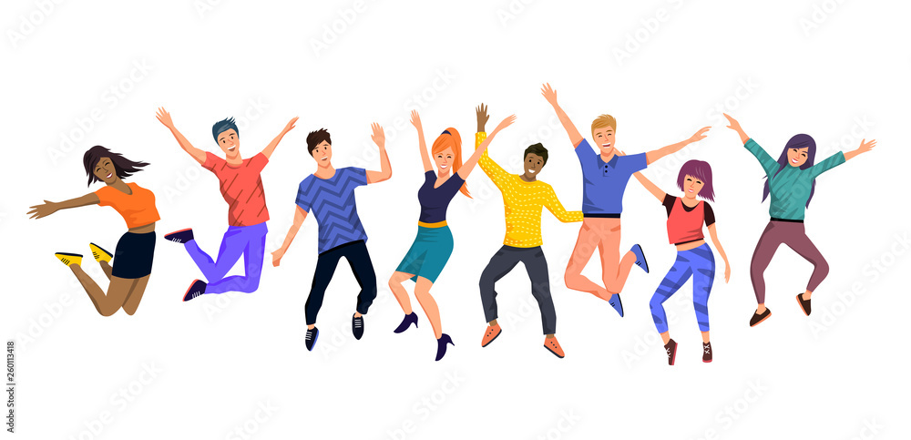 Obraz premium A Collection of Happy Jumping Young People