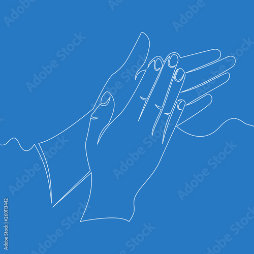 Continuous one line hands applauding concept