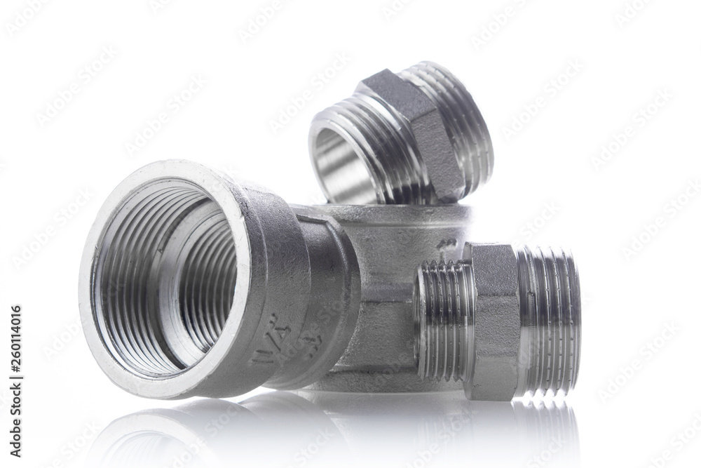 metal fittings over white background metal fittings over white background
