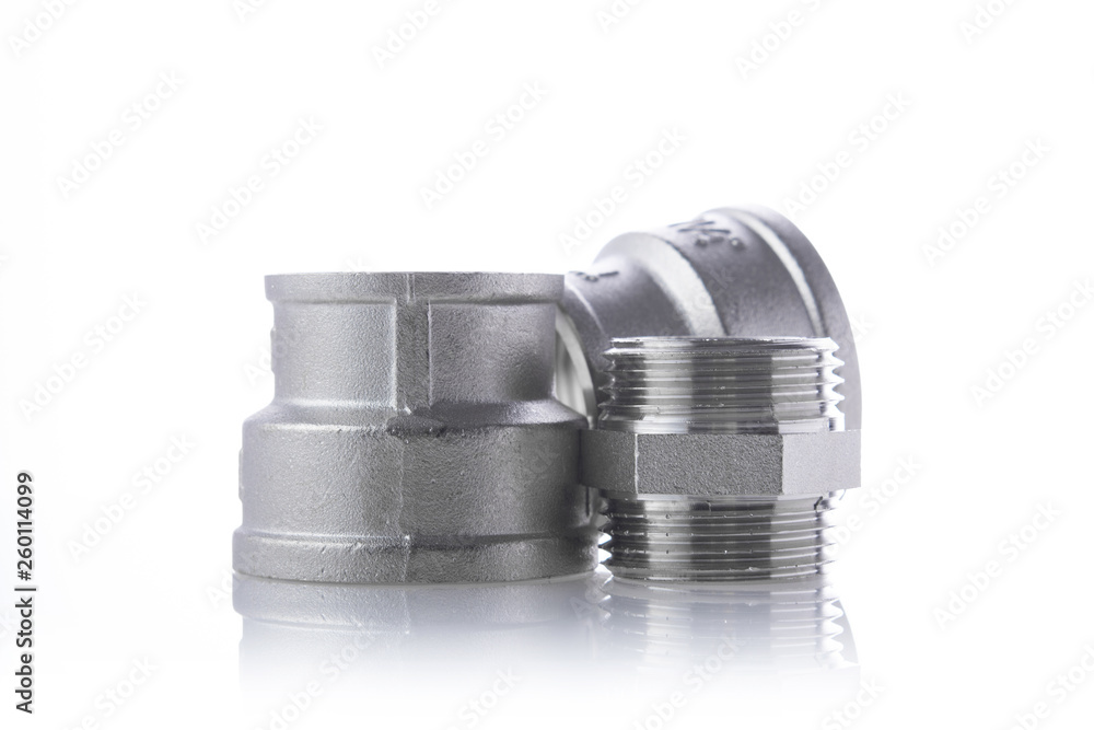 metal fittings over white background metal fittings over white background